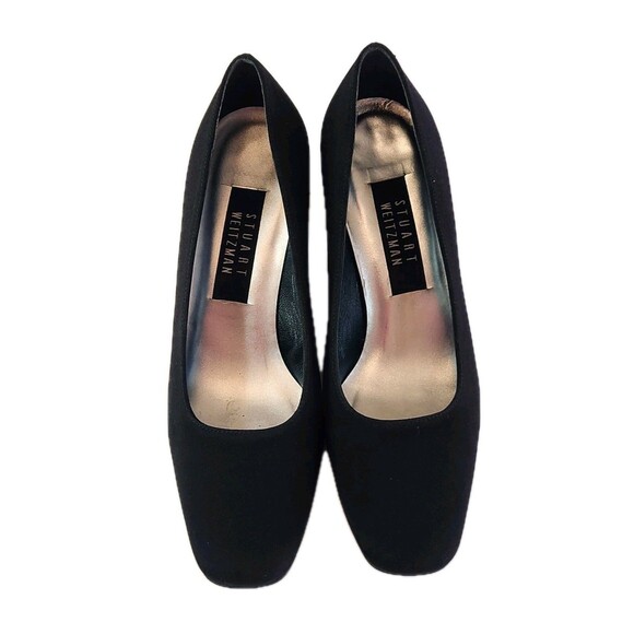 Stuart Weitzman Y2K Vintage Black Heels Elegant Designer Shoes Women’s Sz 7.5 - Picture 1 of 11